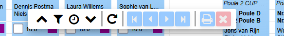 Menubalk aan de onderzijde van het wedstrijdschema