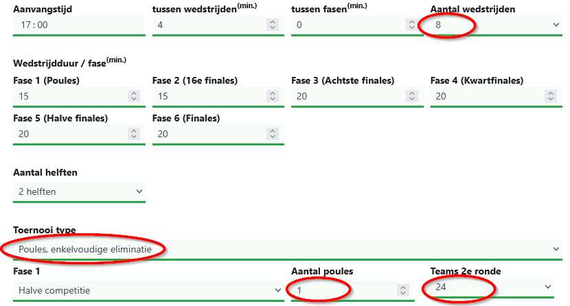 Instellingen Champions League schema